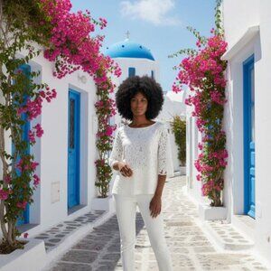 WHITE LACED BLOUSE SIZE LP